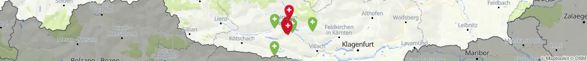Kartenansicht für Apotheken-Notdienste in der Nähe von Spittal an der Drau (Spittal an der Drau, Kärnten)